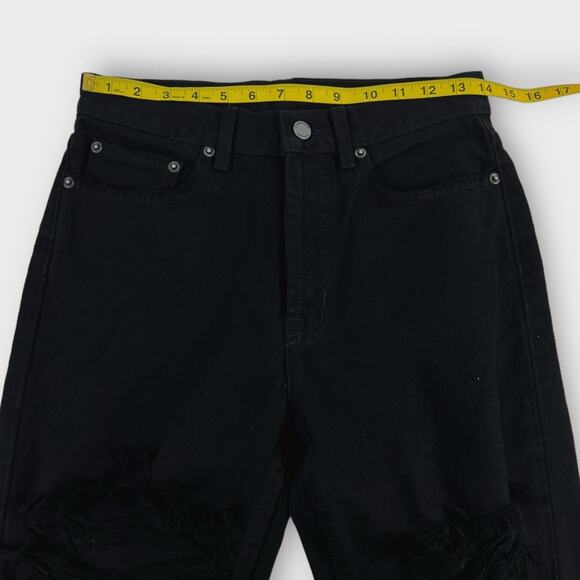 Carmar Emelia High Rise Straight Leg Raw Hem Distressed Black Jeans Size 27 - Picture 7 of 8